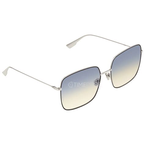 DiorStellaire1 Gold Metal with Blue Lacquer Square Sunglasses.